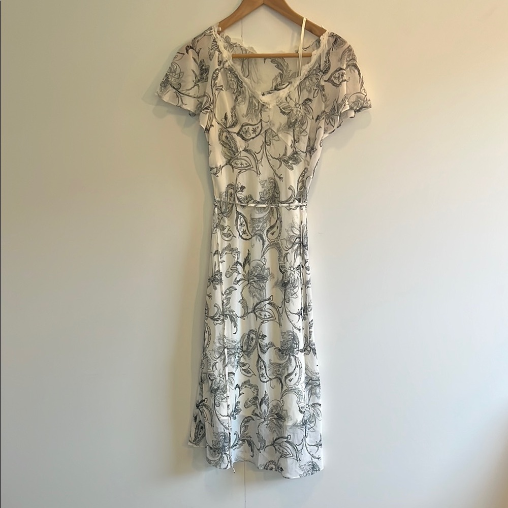 Cream Sheath Midi Dress with Flutter Sleeves
